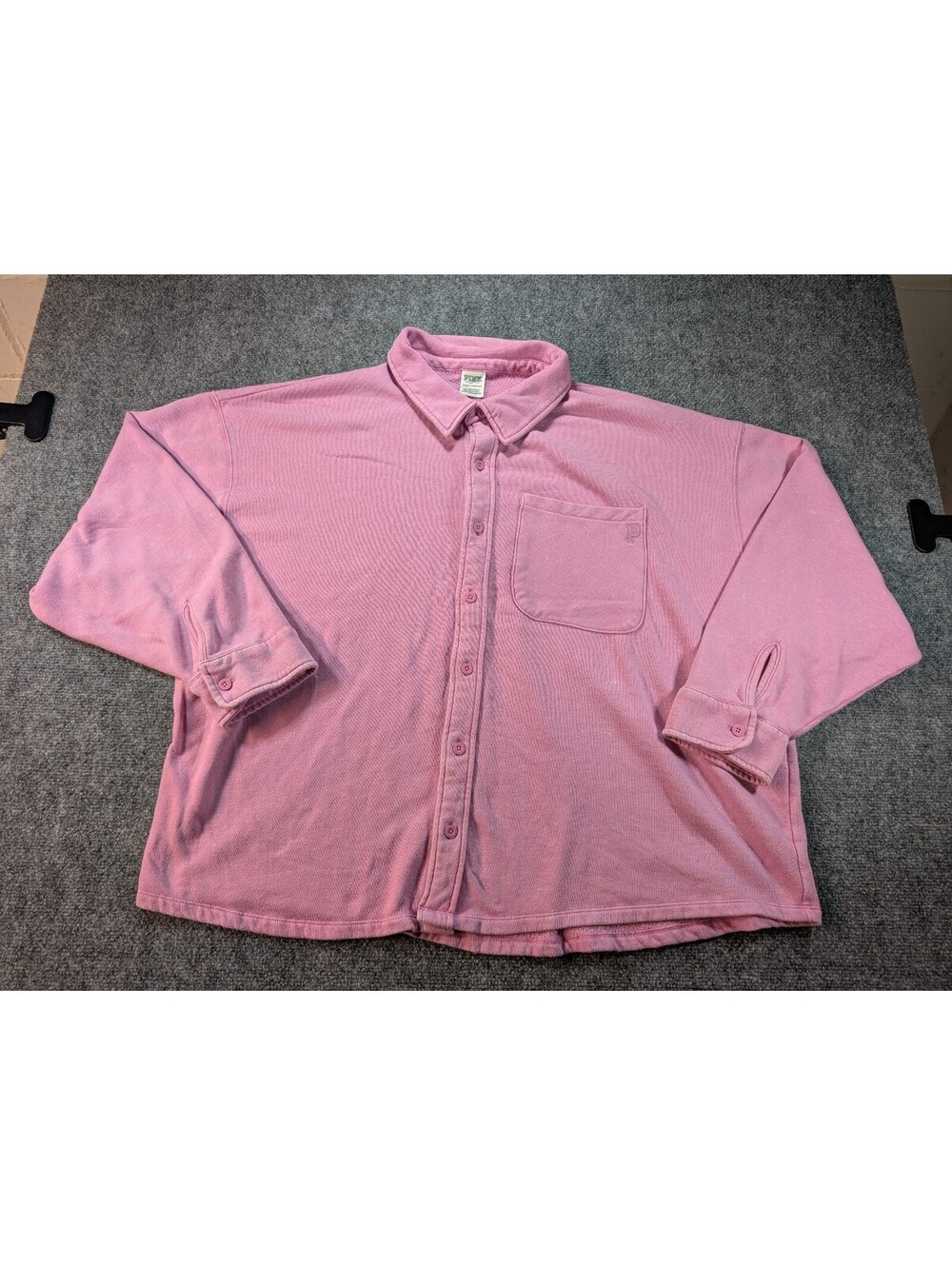 Victoria's Secret PINK Women's XXL Pink Oversized Button-Up Fleece Shirt Jacket
